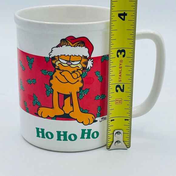 Ho Ho Ho Vintage Garfield Cat in Santa Hat Cocoa Tea Coffee Mug 1978 Korea - Picture 4 of 5
